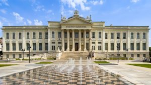 Stunning neoclassical architecture of Mora Ferenc Museum in Szeged, Hungary.